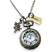 Los mejores  - Orion Creations Alicia en el país de Las Maravillas Pendant Watch con Conejo y Beba mí encantos